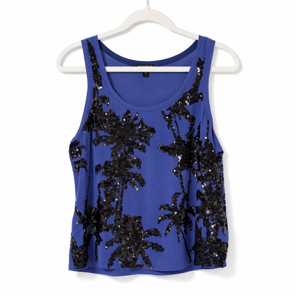 Express Sequin Palm-Print Tank Top - Women, Size S, Like New